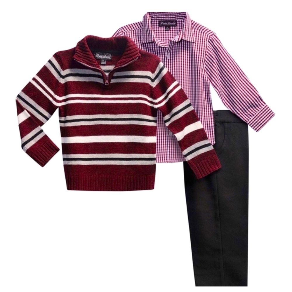 NWT English Laundry Maroon Sweater & Button Up 3-Piece Holiday Outfit Boys 5